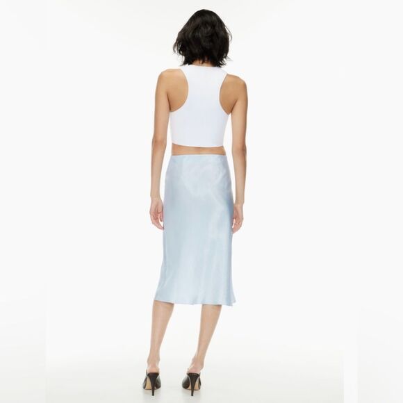 Babaton for Aritzia Women’s Size 16 Light Blue Japanese Satin Slip Midi Skirt - Picture 3 of 16